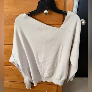 Line & Dot Cream Off Shoulder Sweater